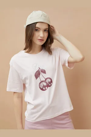 Lifestyle Women Typography Printed Drop-Shoulder Sleeves T-shirt