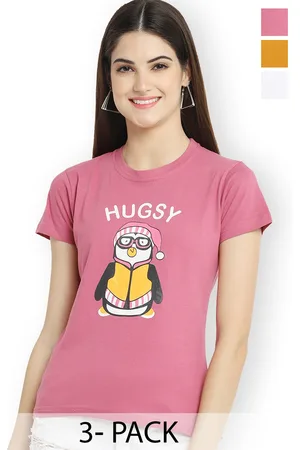 Fabflee Women Multicoloured 3 Printed V-Neck T-shirt