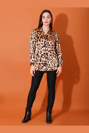 DEBONATELLA Premium Animal Printed Spread Collar Long Sleeves Party Shirt