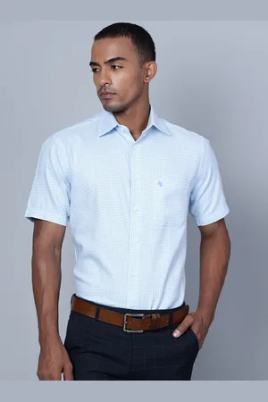 CANTABIL Smart Checked Spread Collar Cotton Formal Shirt