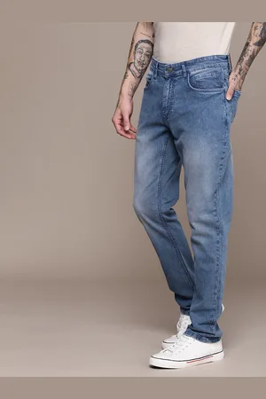 WROGN Men Mid Rise Straight Fit Light Fade Stretchable Jeans
