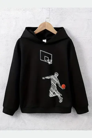 Stylecast Boys Black Graphic Printed Hooded Sweatshirt