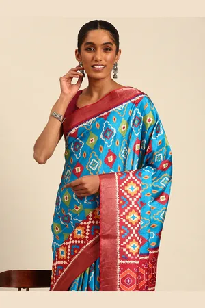 SANGAM PRINTS Geometric Printed Tussar Saree