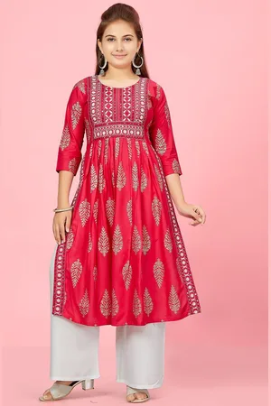 Sangria Girls Printed Pure Cotton Kurta With Palazzo