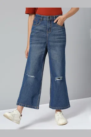 Justice Girls Flared Mildly Distressed Ripped Jeans