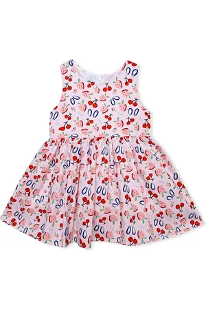 BAESD Girls Conversational Print Round Neck Sleeveless Fit & Flare Dress