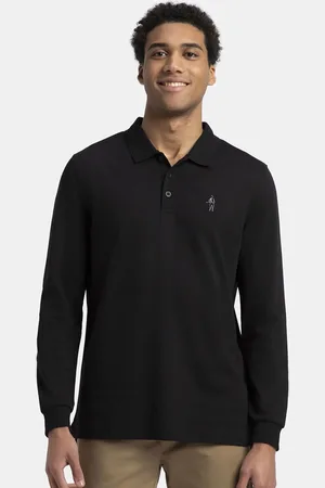 Jockey Super Combed Cotton Rich Solid Full Sleeve Polo Tshirt with Ribbed Cuffs - 3914