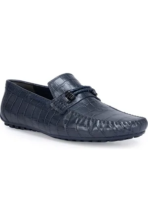 ROSSO BRUNELLO Men Textured Leather Formal Horsebit Loafers