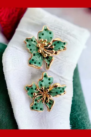 Lucky Jewellery Gold-Plated Floral Studs