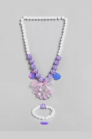 EL REGALO Girls White & Purple Beaded Jewellery Set