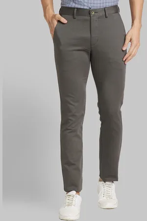 Park Avenue Men Mid-Rise Plain Printed Slim Fit Cotton Trousers