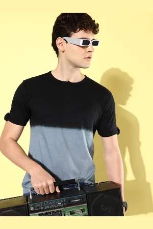 CS LIFE Tie and Dye Dyed Henley Neck T-shirt