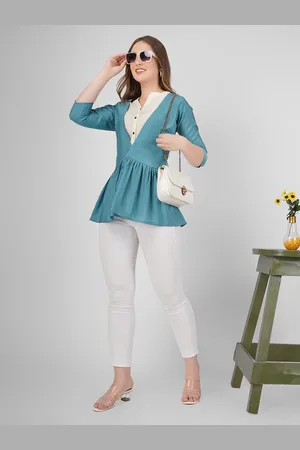 Kinjo Women V-Neck Peplum Top
