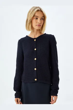 Koton Women Cable Knit Round Neck Cardigan