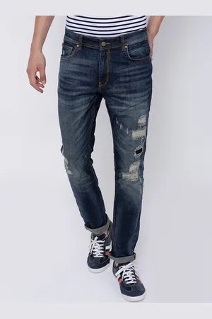 LocoMotive Men Blue Dragon Slim Fit Mildly Distressed Stretchable Jeans