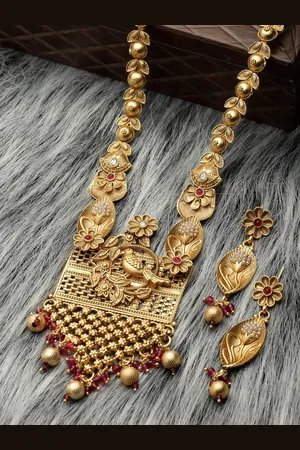 Arrabi Gold-Plated Beaded Necklace & Earrings Set
