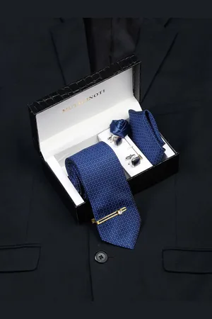 MUTAQINOTI Men Silk Necktie Accessory Gift Set