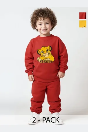 Minicult Kids Pack Of 2 Simba Graphic Printed Pure Cotton Sweatshirt With Pyjamas