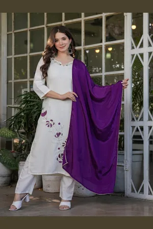 Orus Women Embroidered Regular Thread Work Kurta with Trousers & With Dupatta