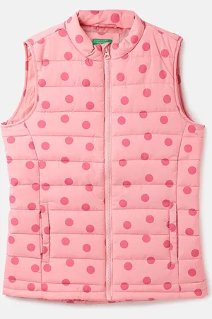 Benetton Girls Geometric Printed Sleeveless Padded Jacket
