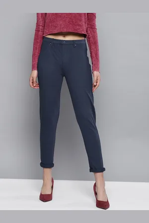 STREET 9 Women Navy Blue Solid Skinny Fit Treggings
