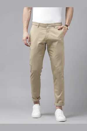 U.S. Polo Assn. U S Polo Assn Men Khaki Slim Fit Self-Design Trousers