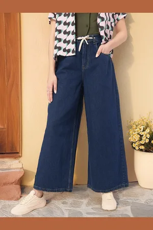 DressBerry Women Effortless Edge Plazzo Fit Pure Cotton Jeans