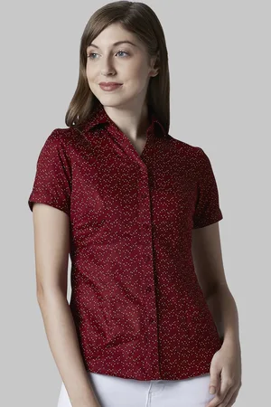 Park Avenue Women Maroon Regular Fit Printed Casual Shirt