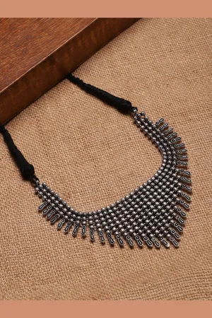Sangria Silver-Plated Oxidised Necklace