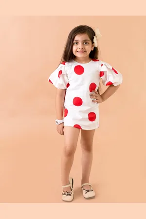 Fairies Forever Girls White and Red Polka Dots A-Line Dress