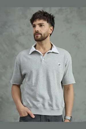 FUGAZEE Men Polo Collar Raw Edge T-shirt