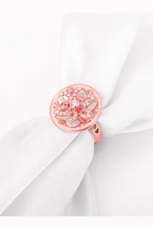 GIVA 925 Sterling Silver Rose Gold-Plated CZ-Studded Adjustable Finger Ring