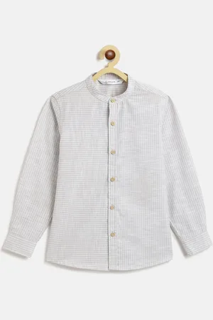 Campana Boys Pinstripes Mandarin Collar Cotton Shirt