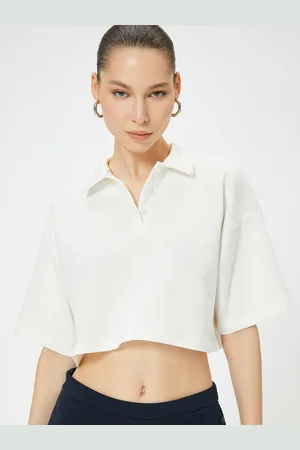 Koton Women Solid Polo Collar T-shirt