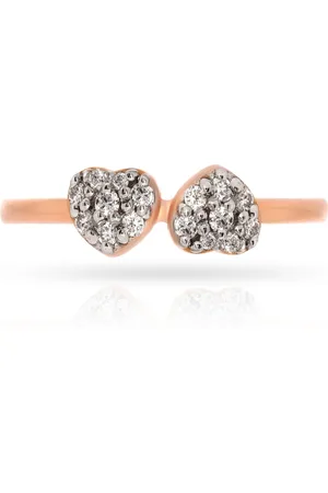 BHIMA 18K BIS Hallmark 750 Purity Rose Gold Tiny Hearts Diamond Ring