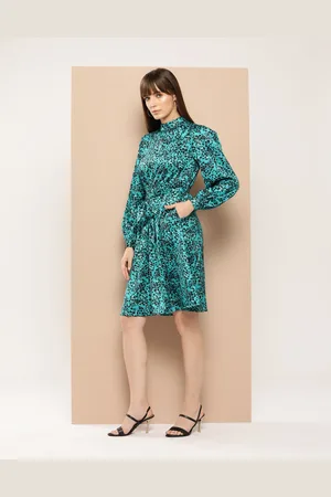 Chemistry Animal Print Satin Finish A-Line Dress