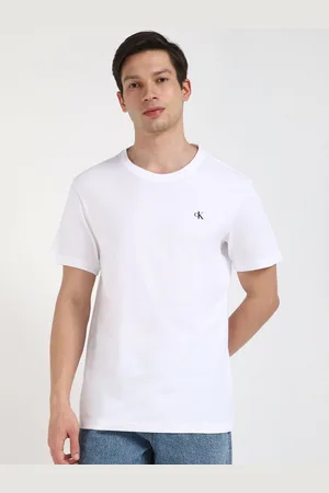 Calvin Klein Men TYPEFACE Solid Round Neck Cotton T-shirt