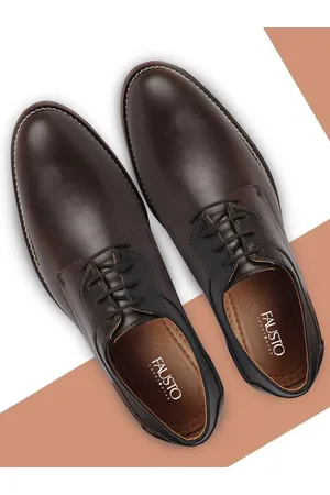 FAUSTO Men Brown Solid Formal Derby Shoes
