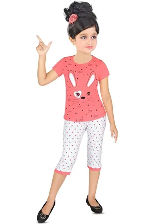 BAESD Girls Graphic Printed Round Neck Short Top with Capris