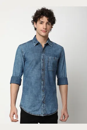 Mufti Slim Fit Faded Casual Denim Shirt