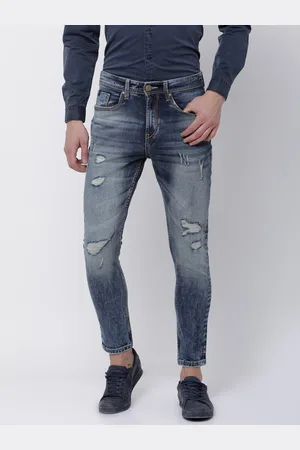 LocoMotive Men Blue Tapered Fit Mid-Rise Mildly Distressed Stretchable Jeans
