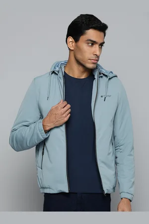 Fort Collins Men Blue Solid Tailored Jacket With Detachable Hood