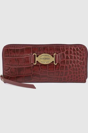 Hidesign Women Red Animal Textured Leather Zip Around Wallet