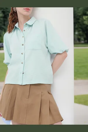DressBerry Tranquil and Timeless Seersucker Relaxed Fit Shirt