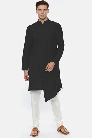 OOMPH Mandarin Collar Angrakha Straight Kurta