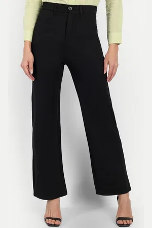 Broadstar Women Smart Loose Fit High-Rise Formal Trousers