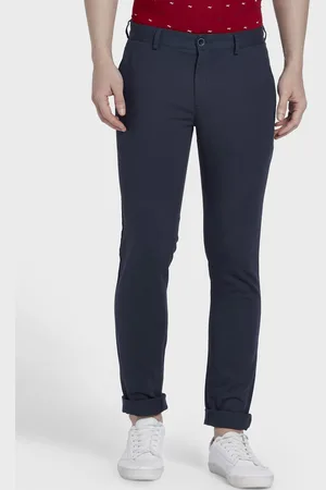 ColorPlus Men Navy Blue Regular Fit Solid Regular Trousers