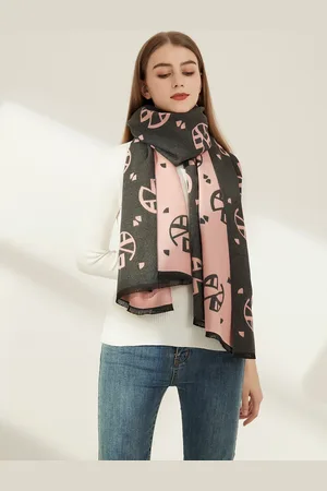 JC Collection Women Pink & Black Printed Scarf