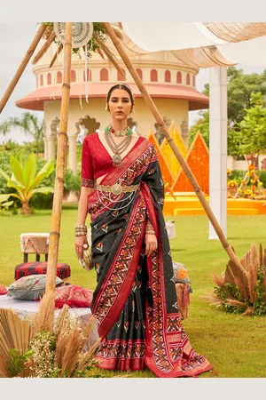 ELORA Ethnic Motif Printed Silk Cotton Patola Saree