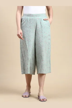 De Moza Women Floral Printed Cotton Culottes Trousers